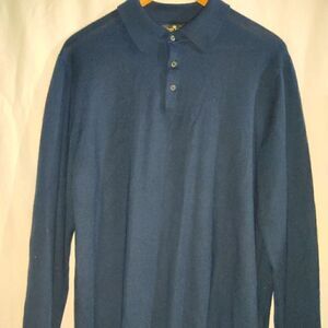Daniel Bishop Heritage Collection Navy Blue Polo Sweater Size: L 100% MerinoWool
